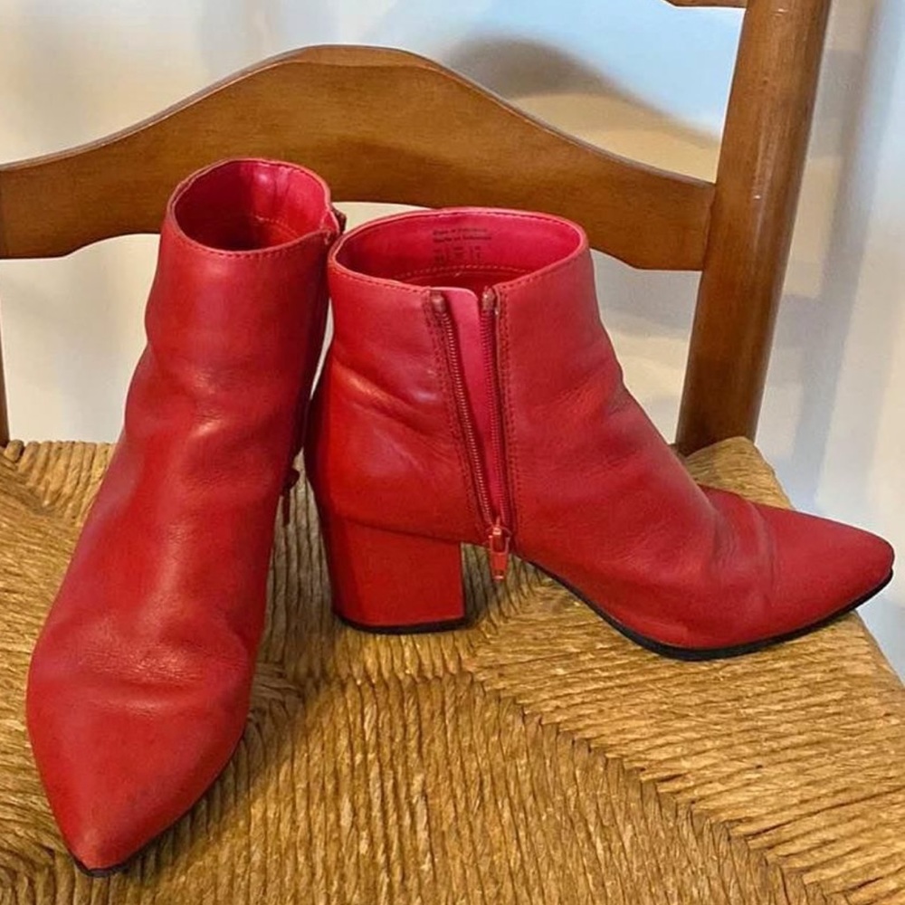 Red Leather Booties